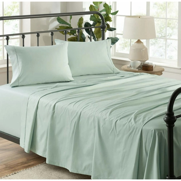 Percale King Sheets Supima Cotton Light Mint Green High Quality Sheet Set - Picture 1 of 4